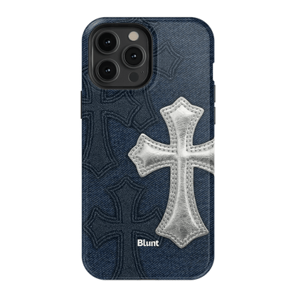 Silver Denim Cross iPhone Case - Blunt Cases