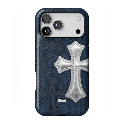 Silver Denim Cross iPhone Case - Blunt Cases