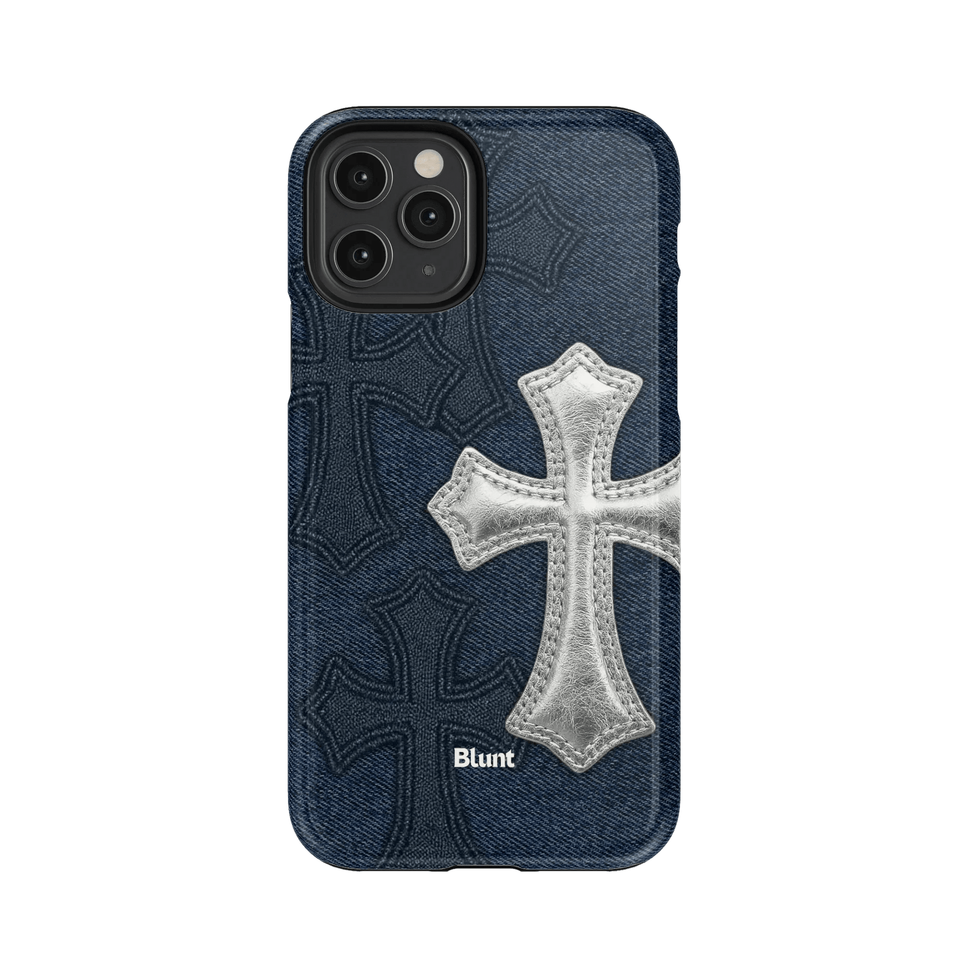 Silver Denim Cross iPhone Case - Blunt Cases