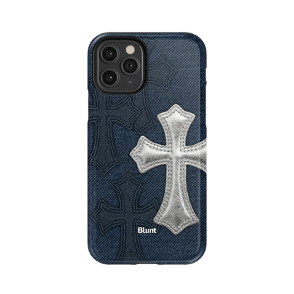 Silver Denim Cross iPhone Case - Blunt Cases