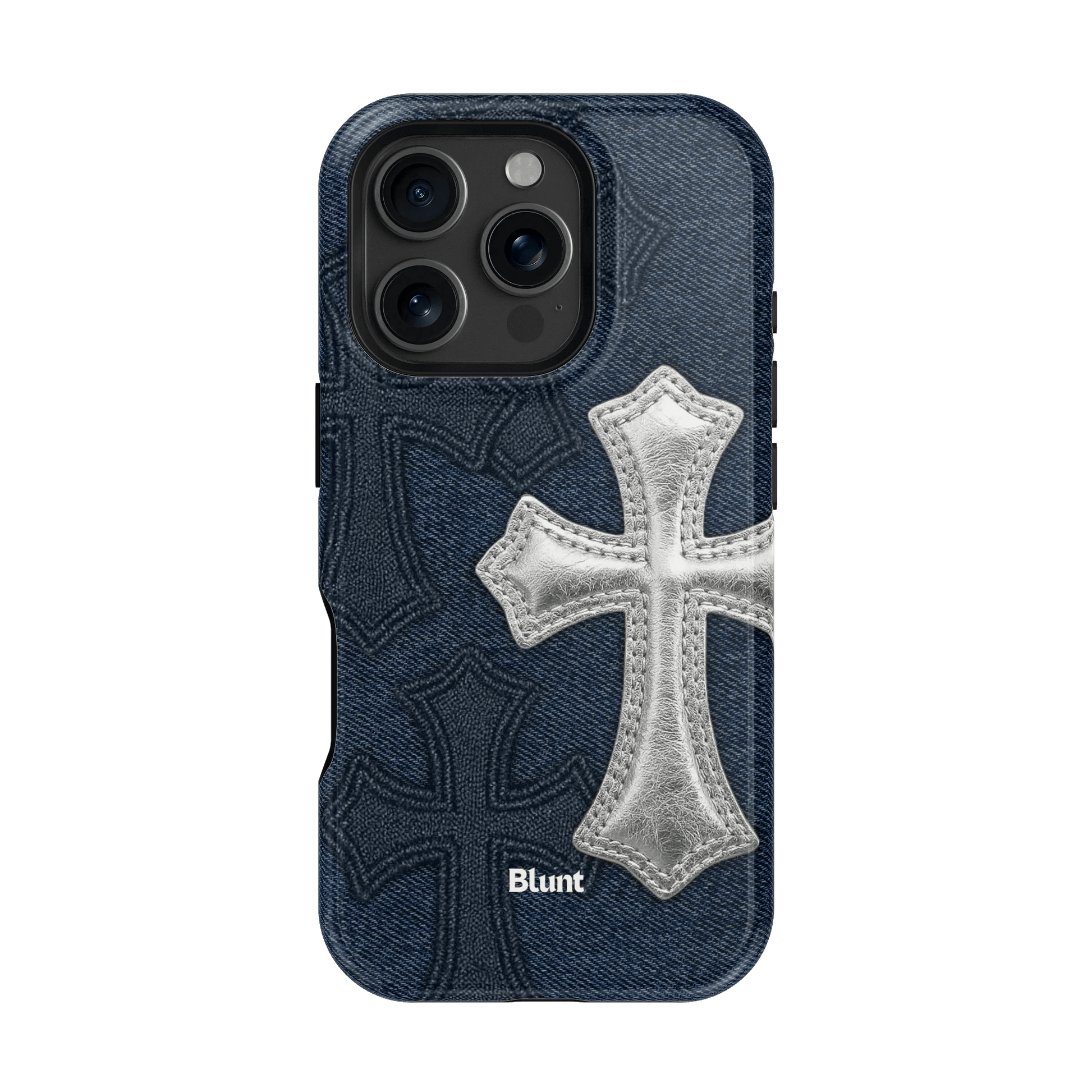 Silver Denim Cross iPhone Case - Blunt Cases