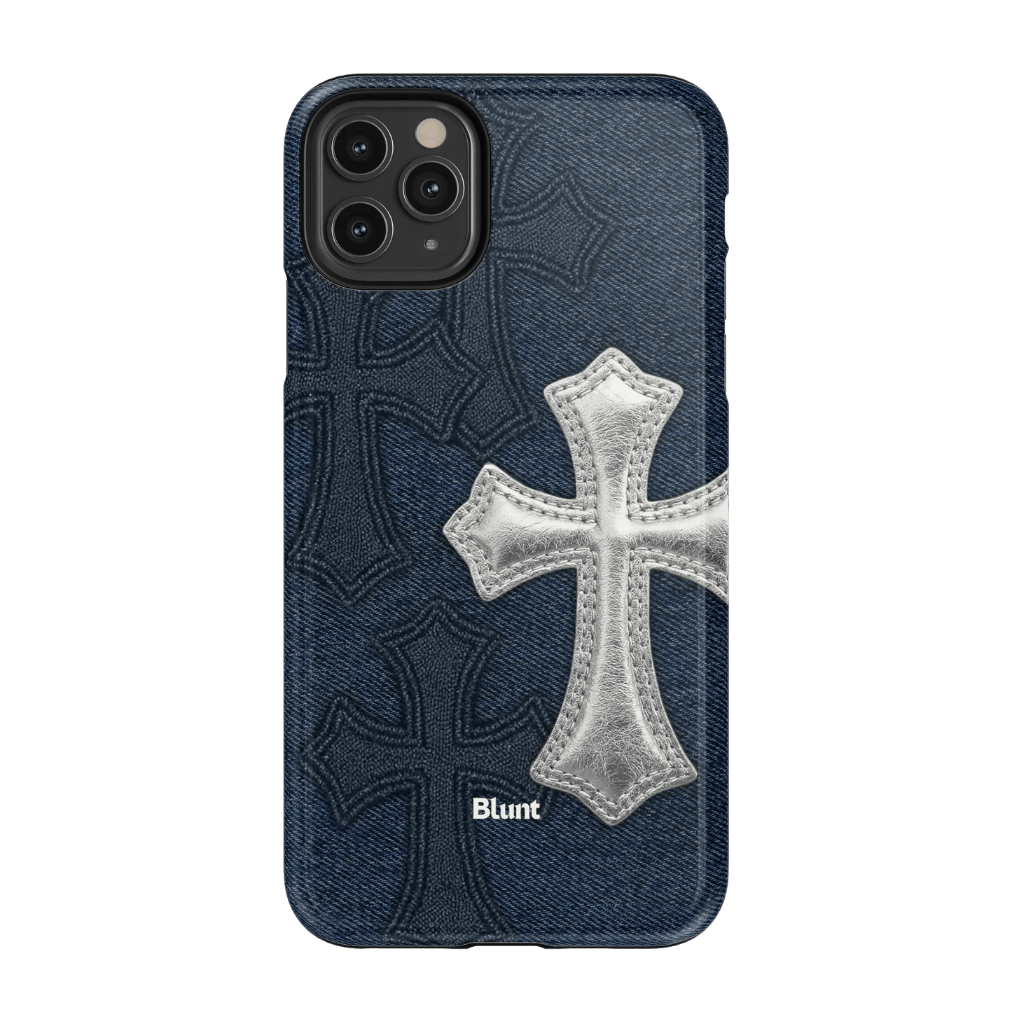 Silver Denim Cross iPhone Case - Blunt Cases