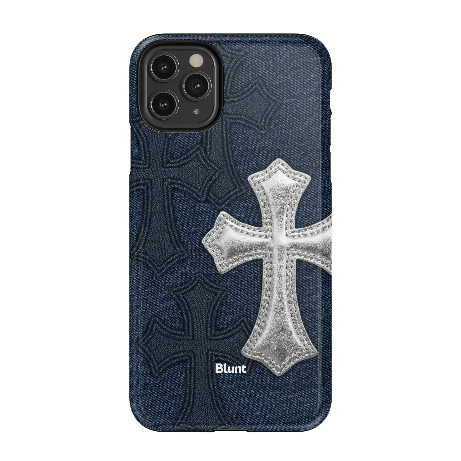 Silver Denim Cross iPhone Case - Blunt Cases