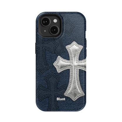Silver Denim Cross iPhone Case - Blunt Cases