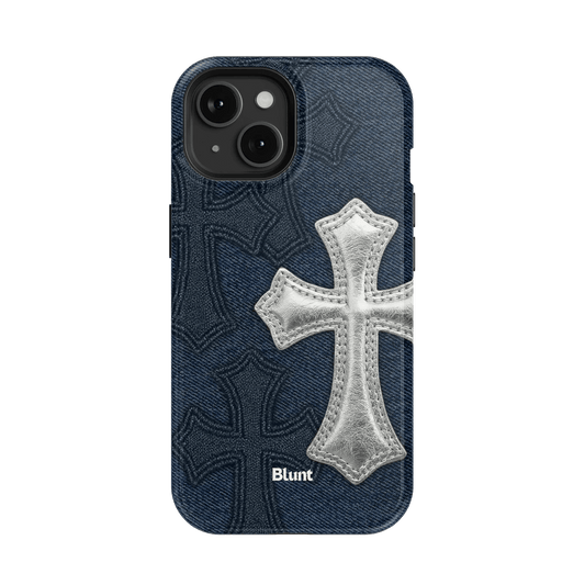 Silver Denim Cross iPhone Case - Blunt Cases
