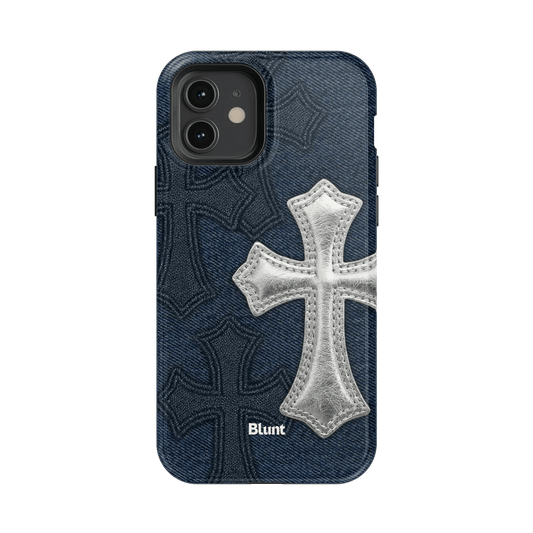 Silver Denim Cross iPhone Case - Blunt Cases