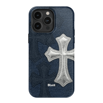 Silver Denim Cross iPhone Case - Blunt Cases