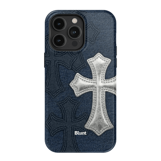 Silver Denim Cross iPhone Case - Blunt Cases