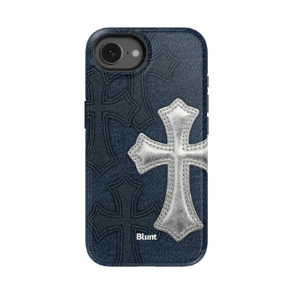 Silver Denim Cross iPhone Case - Blunt Cases