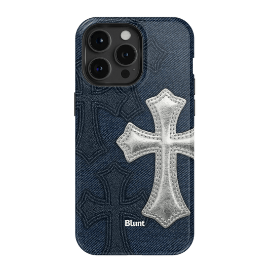 Silver Denim Cross iPhone Case - Blunt Cases