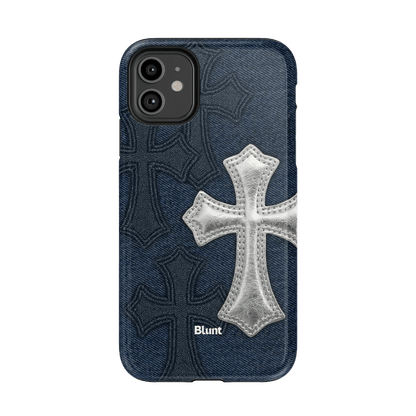 Silver Denim Cross iPhone Case - Blunt Cases