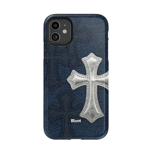 Silver Denim Cross iPhone Case - Blunt Cases