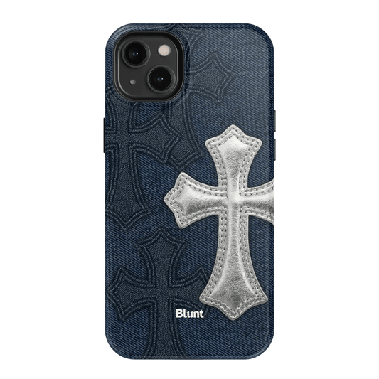 Silver Denim Cross iPhone Case - Blunt Cases