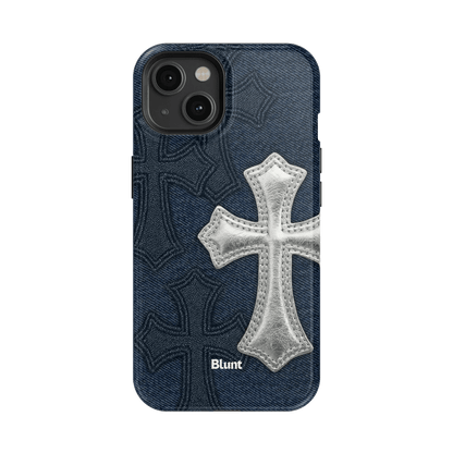 Silver Denim Cross iPhone Case - Blunt Cases