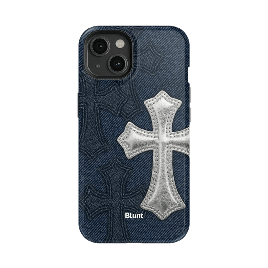 Silver Denim Cross iPhone Case - Blunt Cases