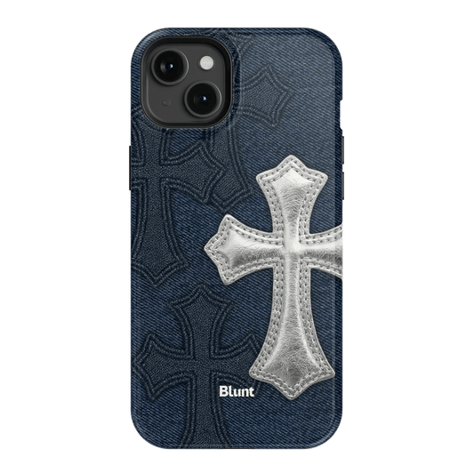 Silver Denim Cross iPhone Case - Blunt Cases