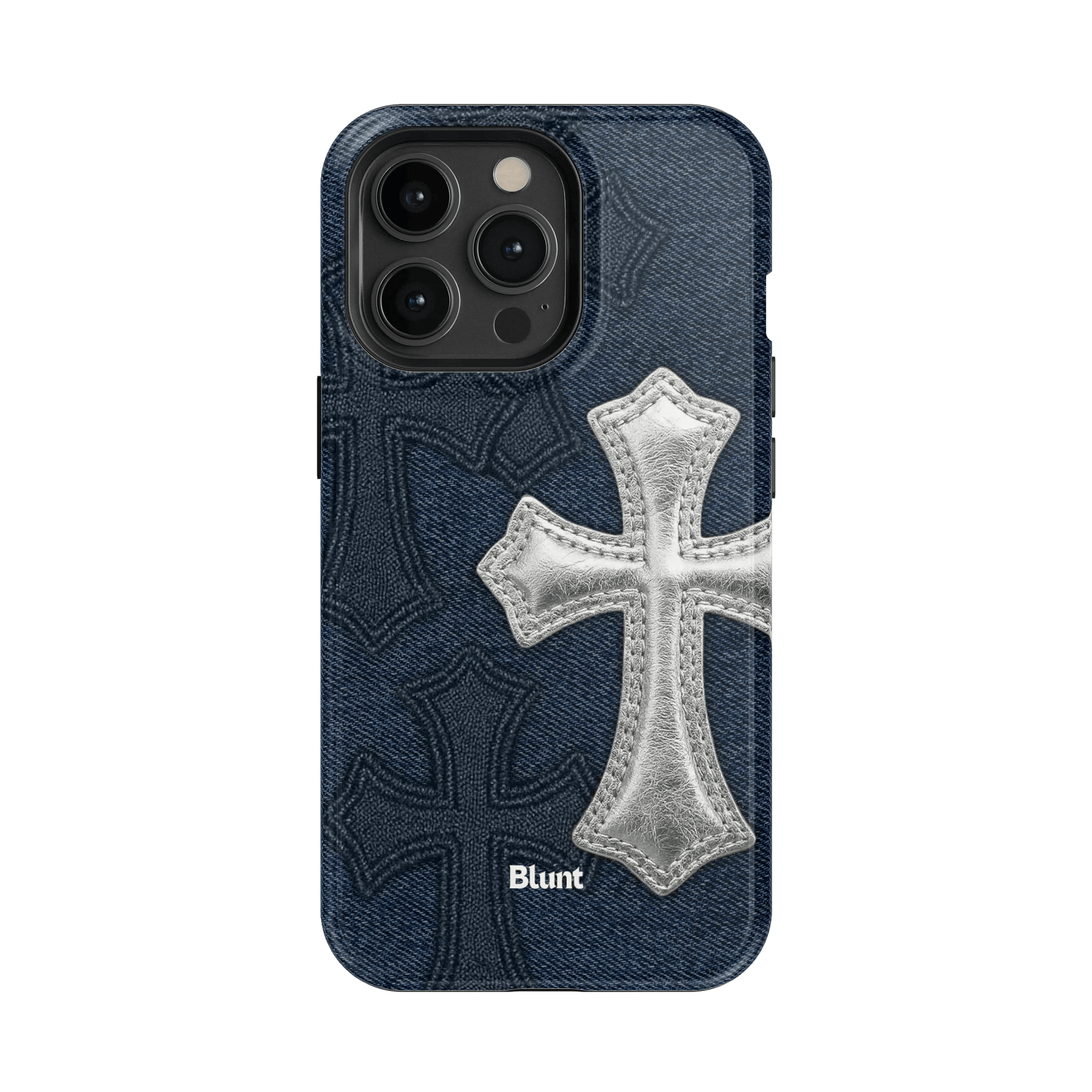 Silver Denim Cross iPhone Case - Blunt Cases
