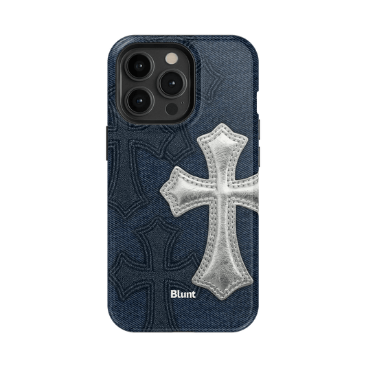 Silver Denim Cross iPhone Case - Blunt Cases