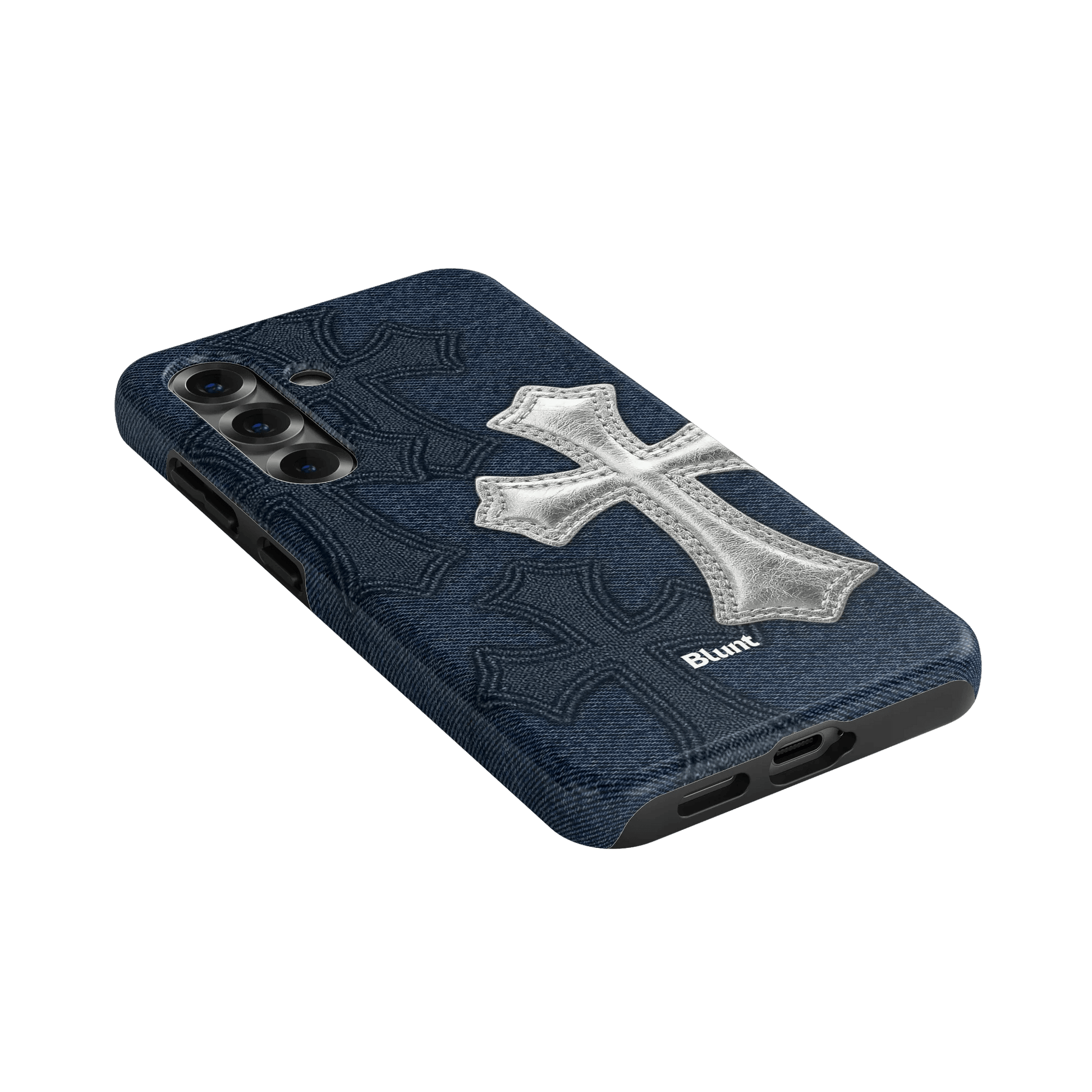 Silver Denim Cross Samsung Case - Blunt Cases