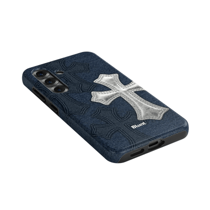 Silver Denim Cross Samsung Case - Blunt Cases