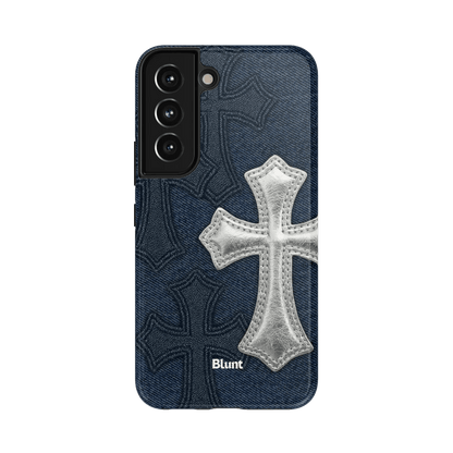 Silver Denim Cross Samsung Case - Blunt Cases
