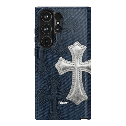 Silver Denim Cross Samsung Case - Blunt Cases