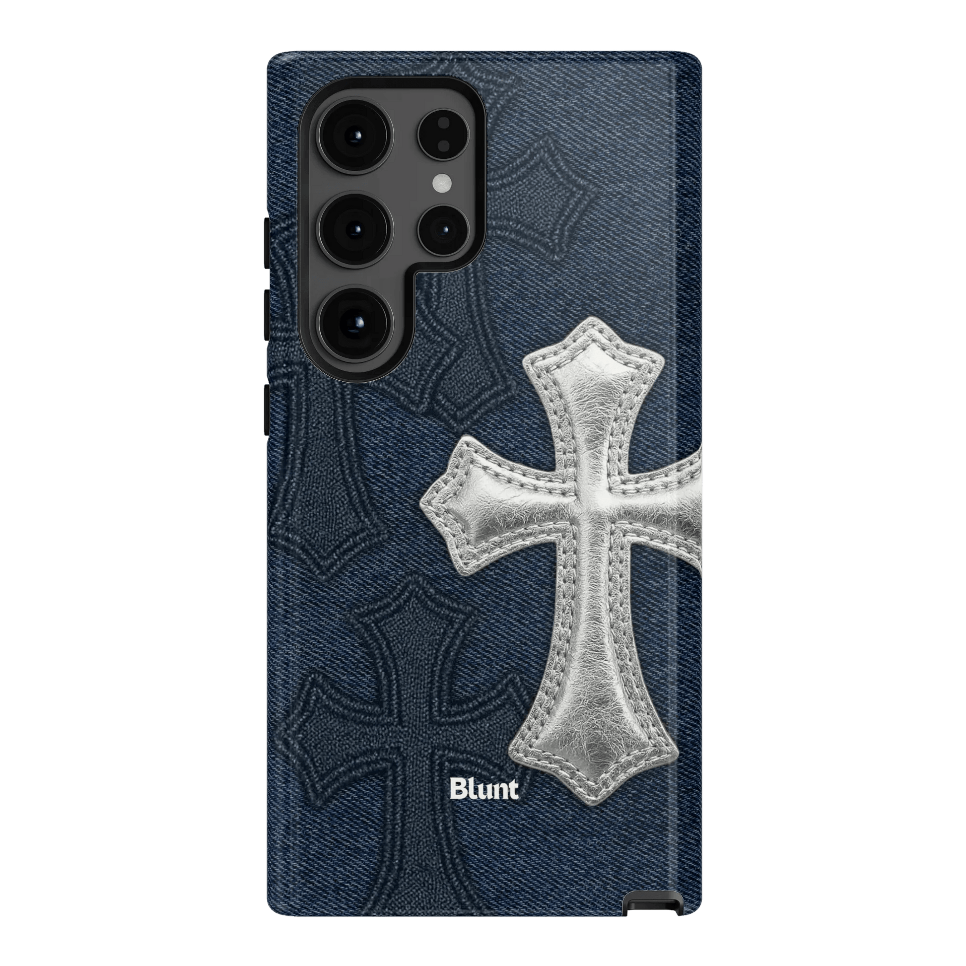 Silver Denim Cross Samsung Case - Blunt Cases