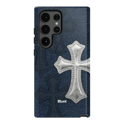Silver Denim Cross Samsung Case - Blunt Cases