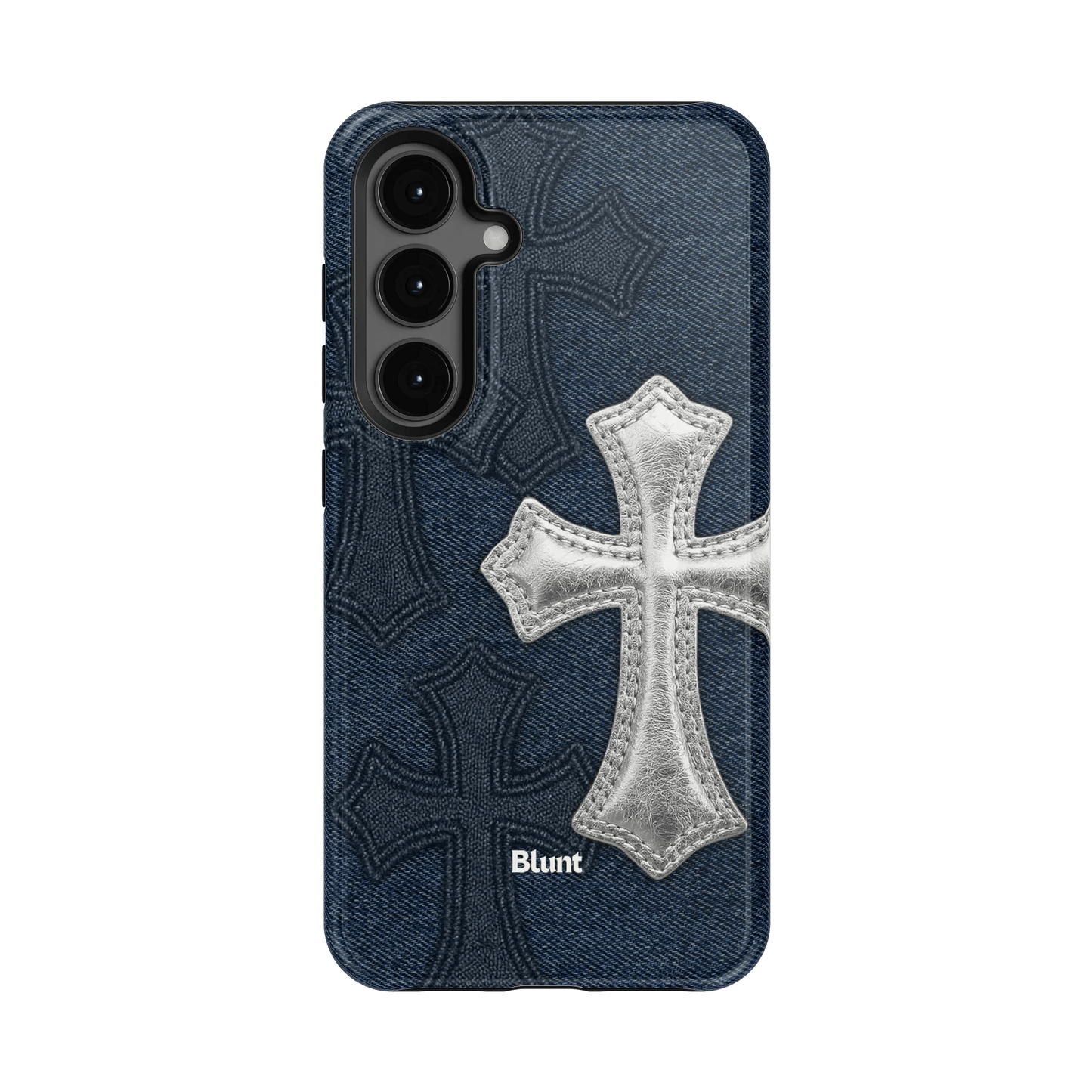 Silver Denim Cross Samsung Case - Blunt Cases