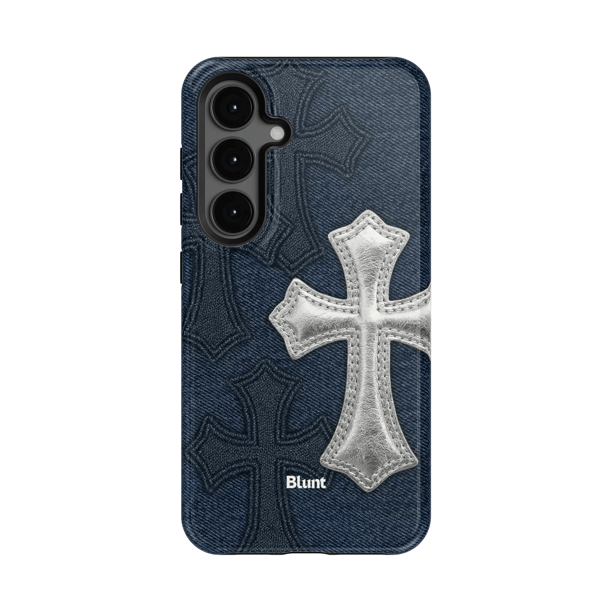 Silver Denim Cross Samsung Case - Blunt Cases