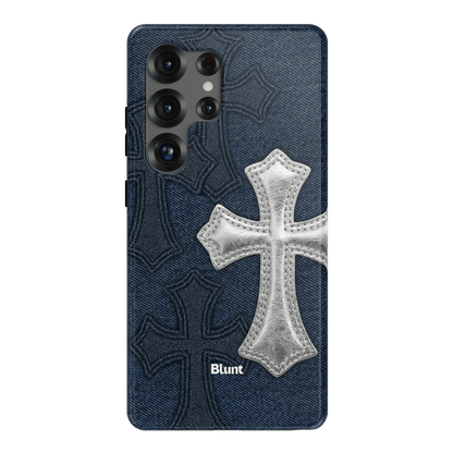 Silver Denim Cross Samsung Case - Blunt Cases