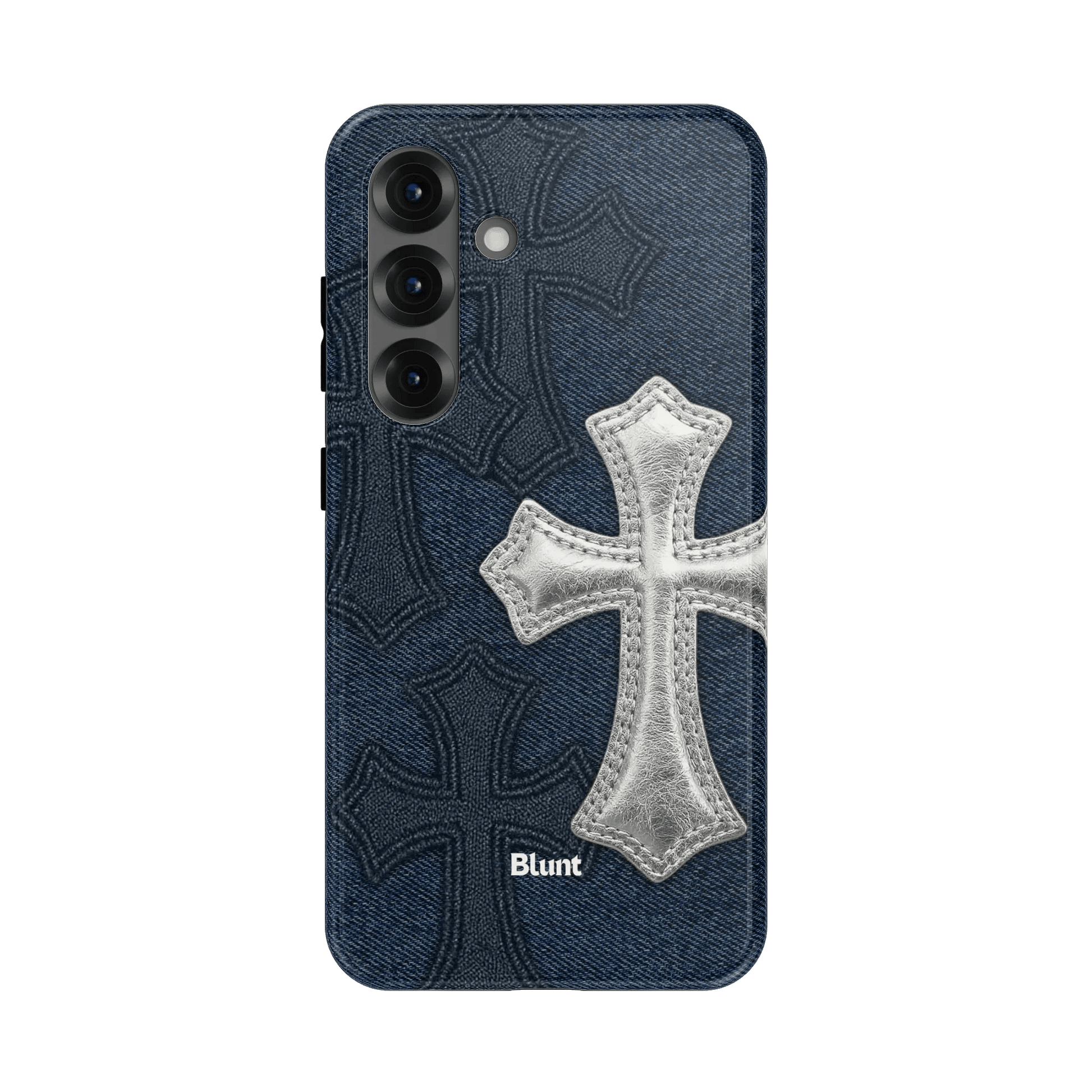 Silver Denim Cross Samsung Case - Blunt Cases