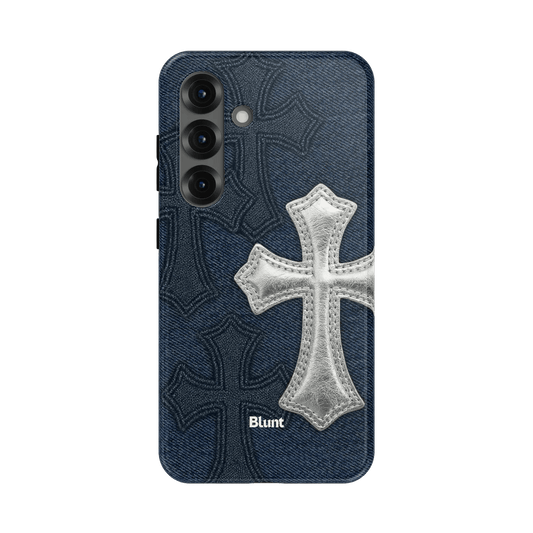 Silver Denim Cross Samsung Case - Blunt Cases