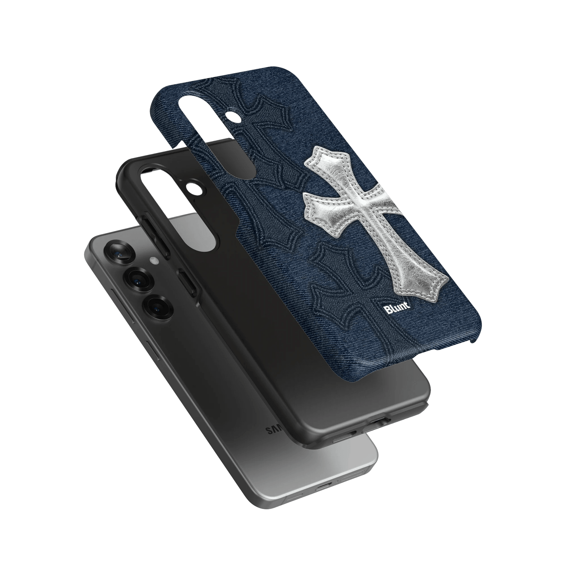 Silver Denim Cross Samsung Case - Blunt Cases