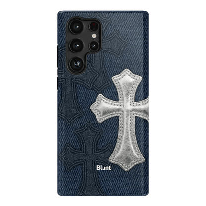 Silver Denim Cross Samsung Case - Blunt Cases