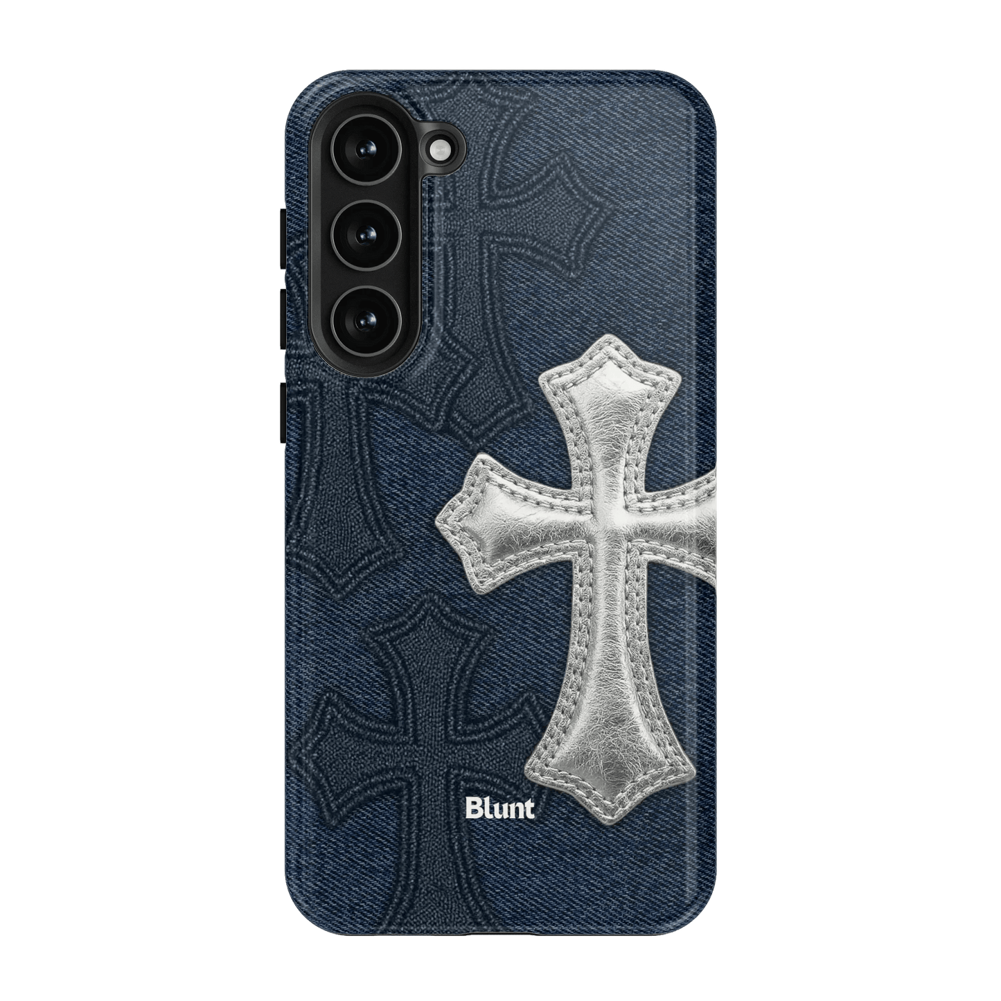 Silver Denim Cross Samsung Case - Blunt Cases