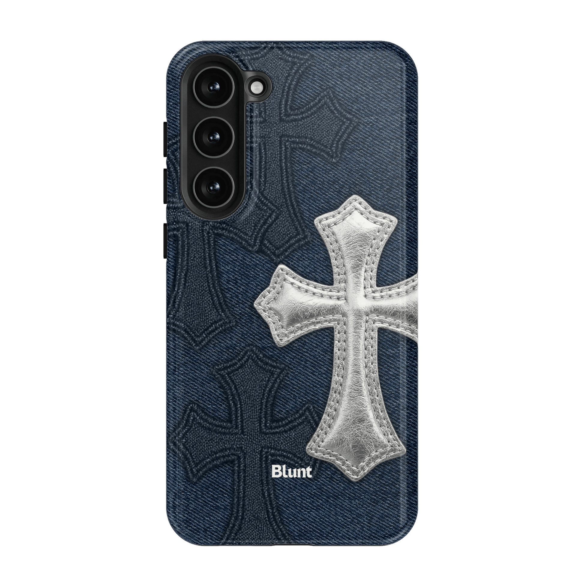 Silver Denim Cross Samsung Case - Blunt Cases