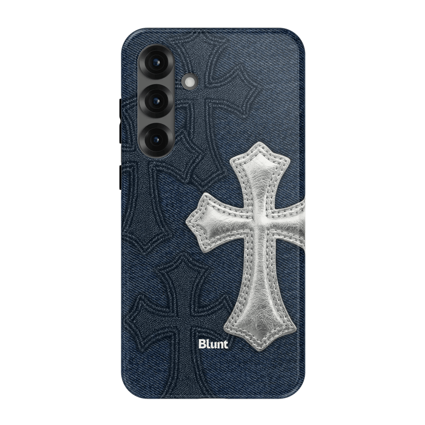 Silver Denim Cross Samsung Case - Blunt Cases