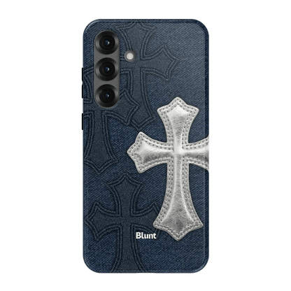 Silver Denim Cross Samsung Case - Blunt Cases