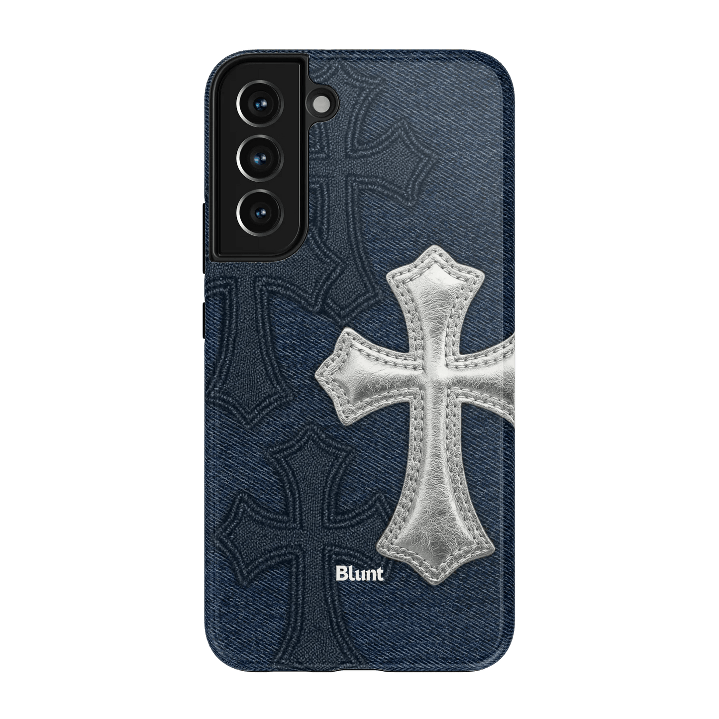 Silver Denim Cross Samsung Case - Blunt Cases
