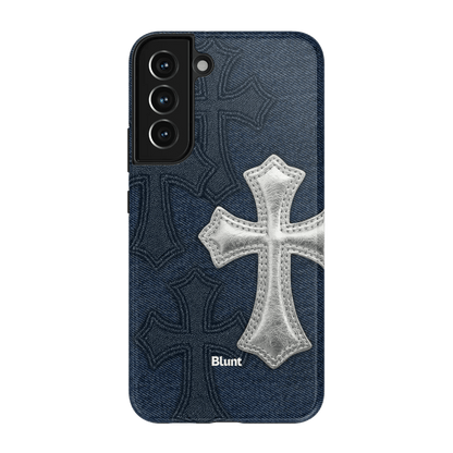 Silver Denim Cross Samsung Case - Blunt Cases