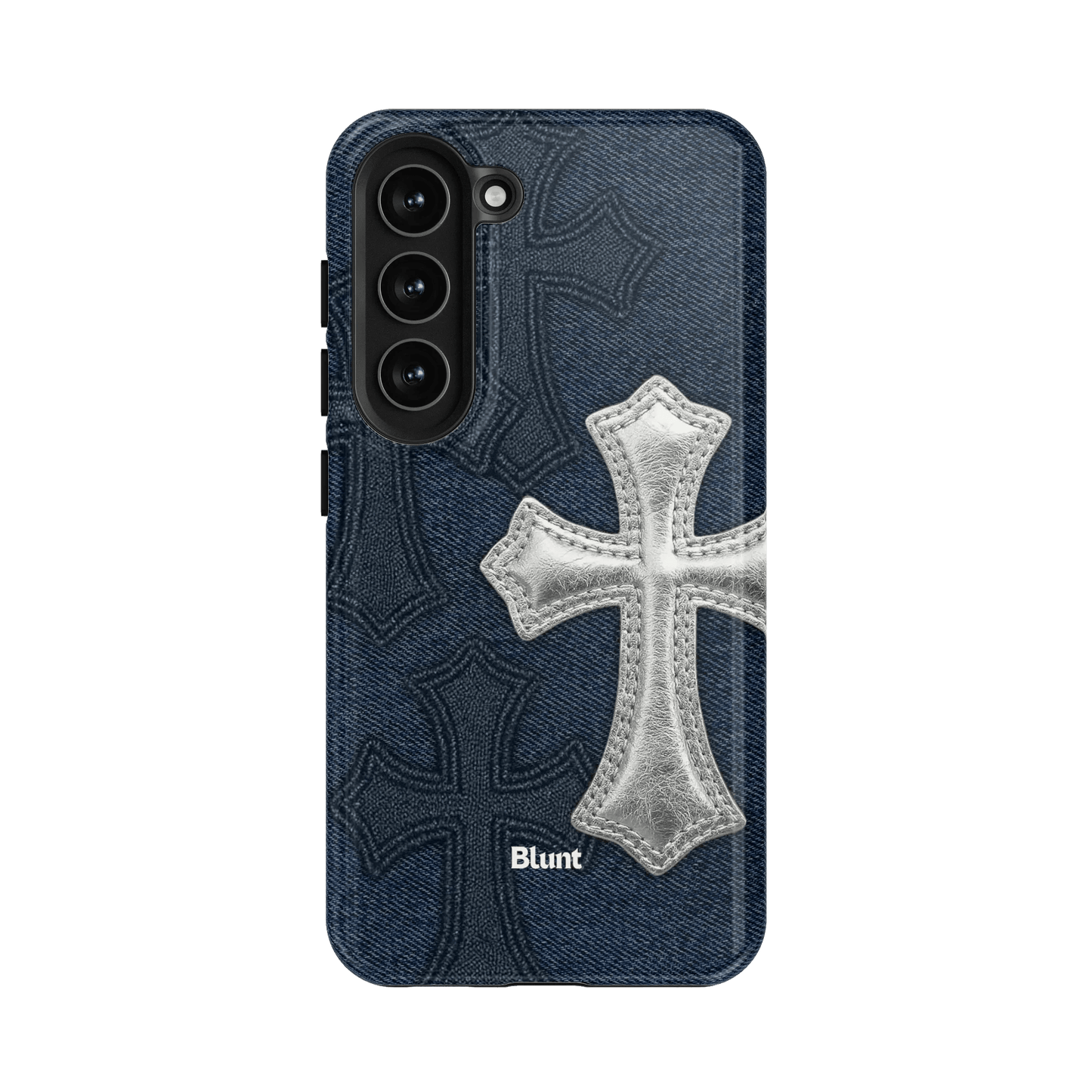 Silver Denim Cross Samsung Case - Blunt Cases