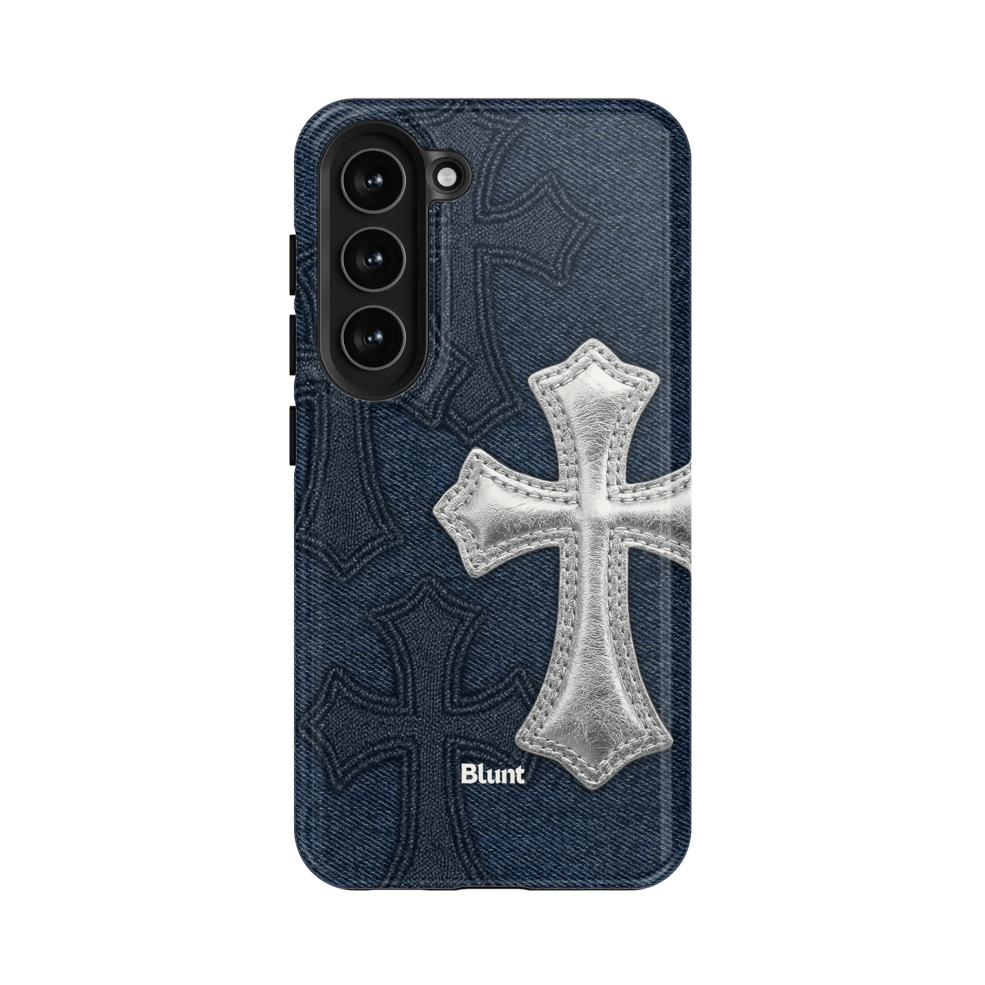 Silver Denim Cross Samsung Case - Blunt Cases