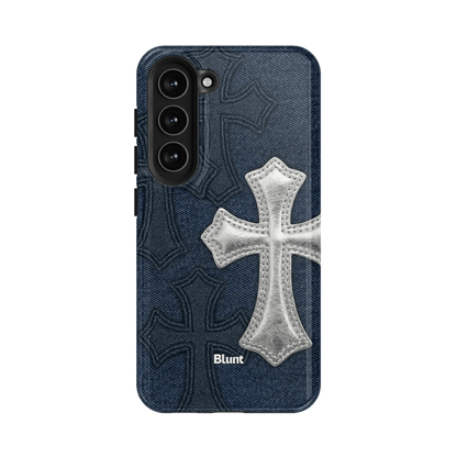 Silver Denim Cross Samsung Case - Blunt Cases