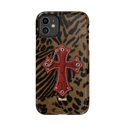 Leopard Red Cross iPhone Case