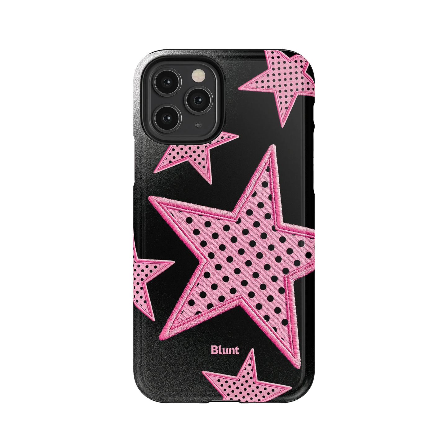 Midnight Pink Polka Star iPhone Case