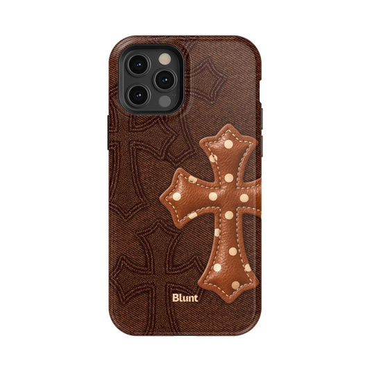 Brown Polka Cross iPhone Case