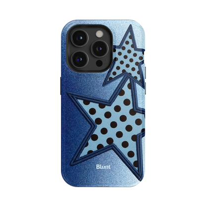 Blue Polka Star iPhone Case