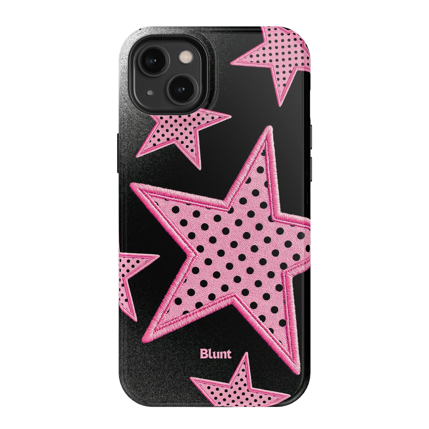 Midnight Pink Polka Star iPhone Case