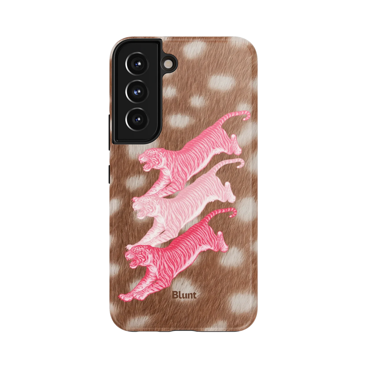 Pink Tiger Doll Samsung Case: three pink tigers over a brown animal-print background